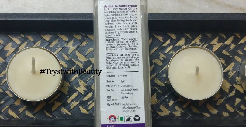 Purple EssentioNaturals Milk &amp; Honey Shower Gel - Ingredients